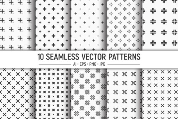 10 Seamless Crosses Vector Patterns