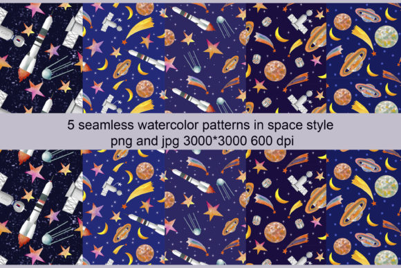 5 Watercolor Patterns for Space-Inspired Projects
