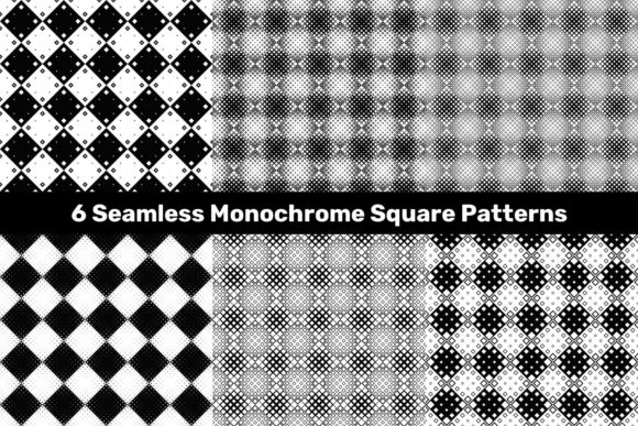 6 Seamless Diagonal Square Patterns: Design Versatility in Monochrome