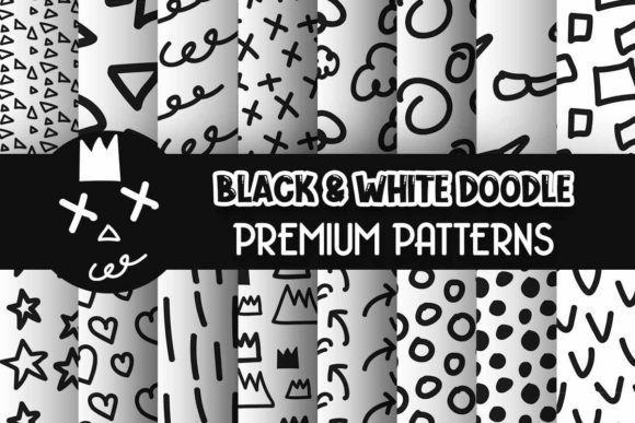 Black and White Doodle Drawing Patterns