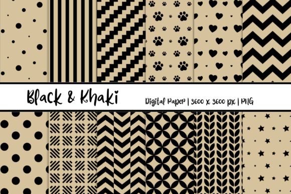 Black Khaki Patterns Digital Paper: A Versatile Resource for Design and Craft Projects
