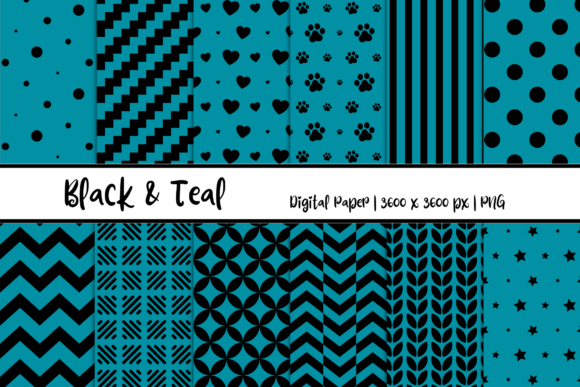 Black Teal Patterns Digital Paper: A Versatile Asset for Creative and Professional Design