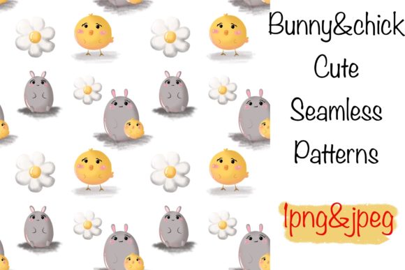 Cute Bunny Chick Seamless Patterns for Creative Projects