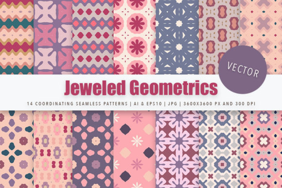 JEWELED GEOMETRICS Seamless Patterns: A Design Powerhouse for Print and Digital Projects