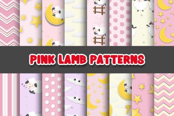 Pink Lamb Digital Papers Patterns for Creative Projects