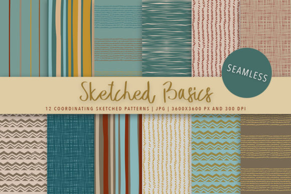 Sketched Basics Aqua Seamless Patterns