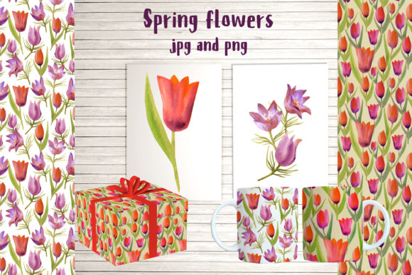 Spring Flowers Postcards and Patterns Collection