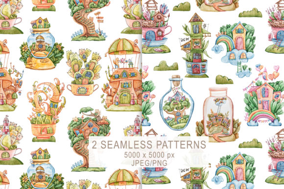 Watercolor Cute Houses Seamless Patterns: A Versatile Choice for Creative Projects